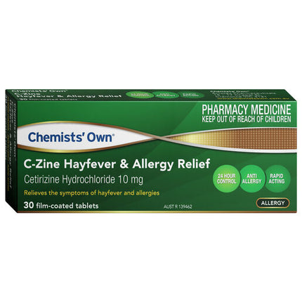 Chemists Own C-Zine Hayfever & Allergy 10Mg 30 Tablets