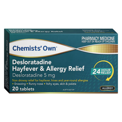 Chemists' Own Desloratadine Hayfever & Allergy Relief Tablets 5mg 20