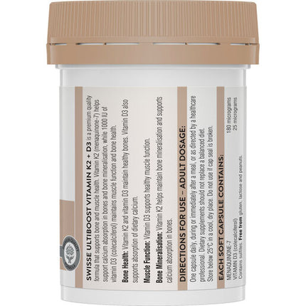 Swisse Ultiboost Vitamin K2 + D3 30 Capsules