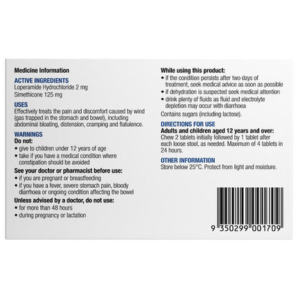 Chemists' Own Diarrhoea Relief Plus Chewable 12 Tablets