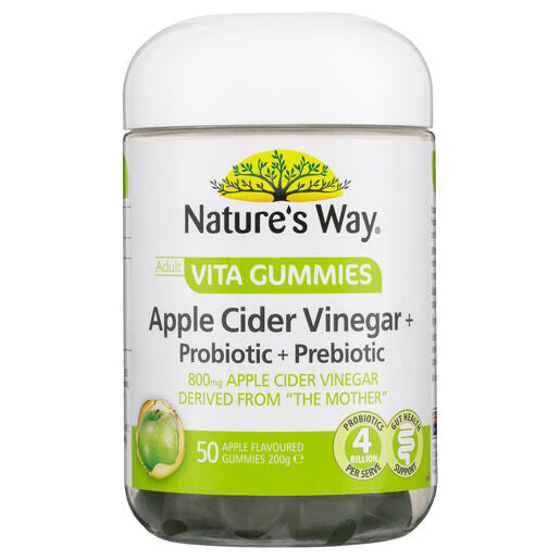 Nature's Way Adult Vita Gummies Apple Cider Vinegar + Probiotic + Prebiotic 50 Gummies