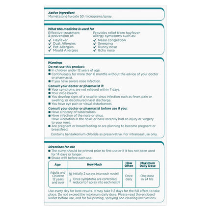 Nasonex Allergy 24 Hour Nasal Spray Twin Pack 2 x 140 Sprays