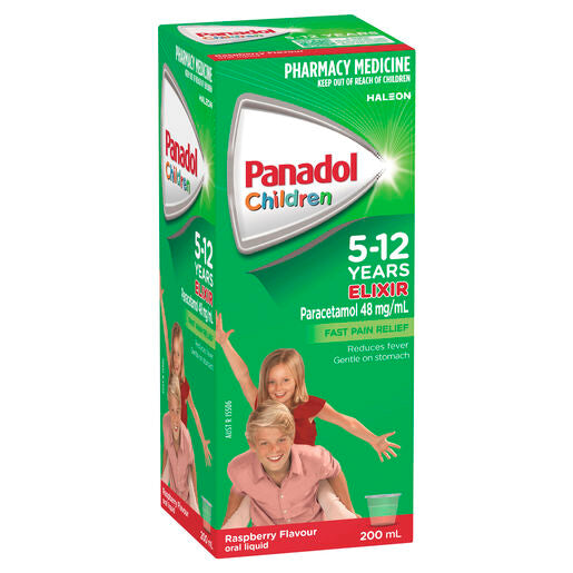 Panadol Children's 5-12 Years Elixir Oral Liquid Raspberry Flavour 200mL