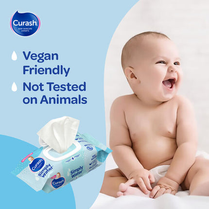 Curash Simply Water Baby Wipes 6 x 80 Value Pack