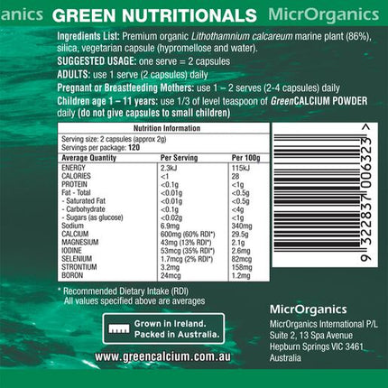Green Nutritionals Green Calcium 240 Capsules