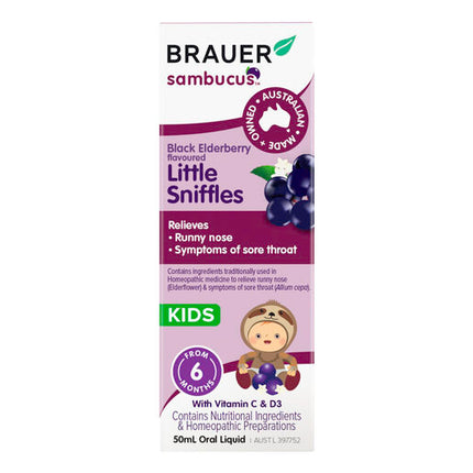 Brauer Sambucus Black Elderberry Kids Little Sniffles 50ml