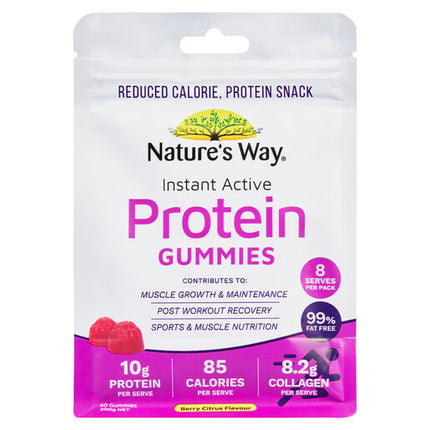 Nature's Way Instant Active Protein Gummies Berry Citrus 40s