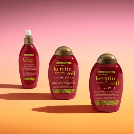 OGX Frizz Free + Keratin Smoothing Oil 5 in 1 Benefits Conditioner For Frizzy Hair 385mL