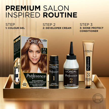 L'Oréal Paris Préférence Permanent Hair Colour - 5.3 Virginia (Light Golden Brown)