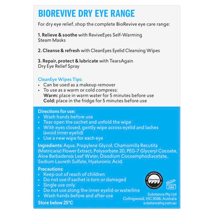 BioRevive CleanEyes Eyelid Cleansing Wipes 30 Pack