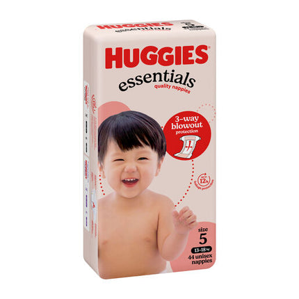 Huggies Essentials Nappies Size 5 (13 - 18kg) 44 Pack