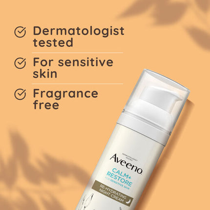 Aveeno Face Calm + Restore Sensitive Skin Re-hydrating Night Cream 50mL