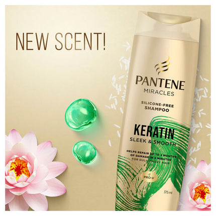 Pantene Miracles Keratin Sleek & Smooth Silicone-Free Shampoo 375ml