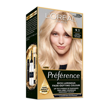 L'Oréal Paris Préférence Permanent Hair Colour - 9.1 Oslo (Light Ash Blonde)