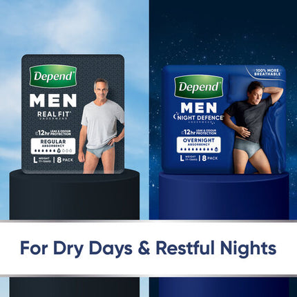 Depend Men Real Fit Underwear Night Defence Large 8 Pack