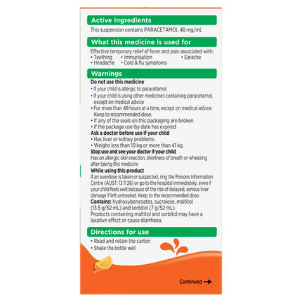 Panadol Children 5-12 Years Orange 200mL
