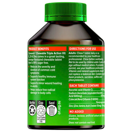 Cenovis Triple Action Vit C, D & Zinc 120 Chewable Tablets