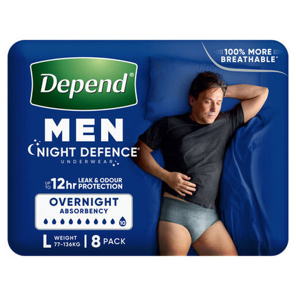 Depend Men Real Fit Underwear Night Defence Large 8 Pack