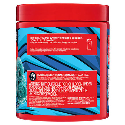 Body Science BSc PUMP Non Stim Pre-Workout Blue Sour Straps Flavour 30 Pack 300g