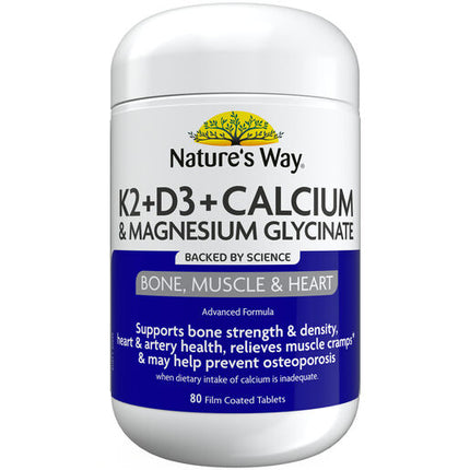 Nature's Way K2+D3+Calcium&Magnesium Glycinate 80s