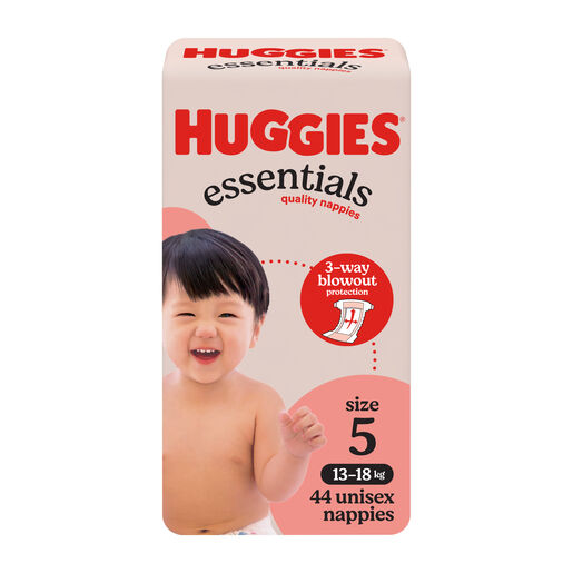 Huggies Essentials Nappies Size 5 (13 - 18kg) 44 Pack