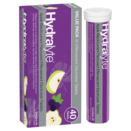 Hydralyte Effervescent Electrolyte Tablets Apple Blackcurrant 40 Tablets