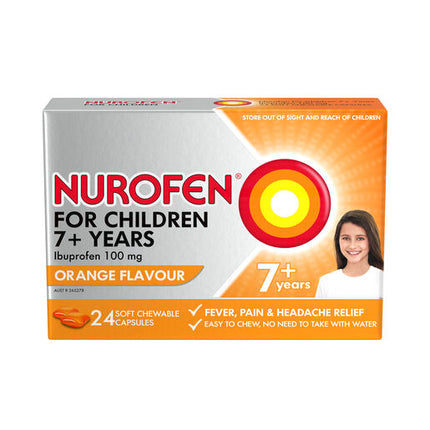Nurofen For Children 100mg Ibuprofen Orange 24 Chewable Capsules