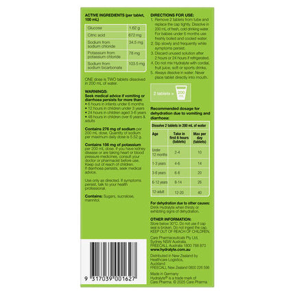 Hydralyte Effervescent Electrolyte Tablets Lemon Lime 40 Tablets