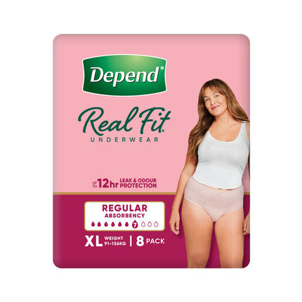 Depend Women Real Fit Underwear Extra Large 8 Pack