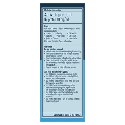 Advil Pain and Fever Relief Infant 3 Months - 2 Years Grape 40mL