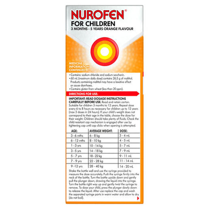 Nurofen For Children 3 Months To 5 Years Orange 100ml