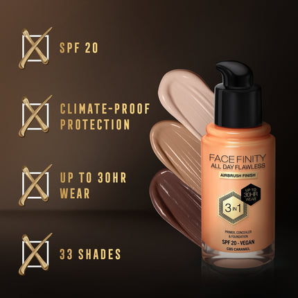 Max Factor Facefinity All Day Flawless 3-In-1 Foundation Caramel 85