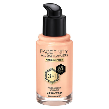 Max Factor Facefinity All Day Flawless 3-In-1 Foundation Light Ivory 40