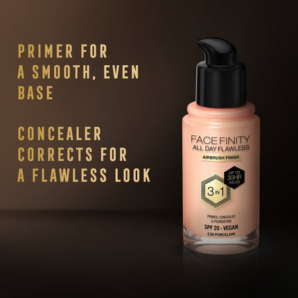 Max Factor Facefinity All Day Flawless 3-In-1 Foundation Porcelain 30