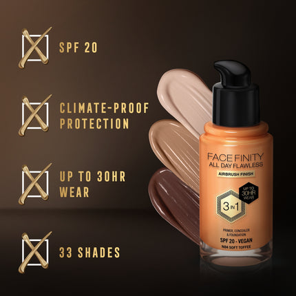 Max Factor Facefinity All Day Flawless 3-In-1 Foundation Soft Toffee 84