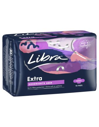 Libra Extra Pads Goodnights with Wings 10 Pack