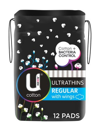 U By Kotex Cotton Ultrathin Pads Regular 12 Pack