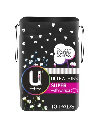 U By Kotex Cotton Ultrathin Pads Super 10 Pack