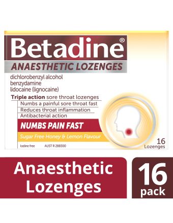 Betadine Anaesthetic Lozenges Honey and Lemon 16 Pack