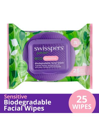 Swisspers Eco Sensitive Biodegradable Facial Wipes 25 Pack