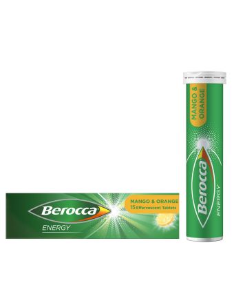Berocca Energy Mango & Orange Effervescent Tablets 15 Pack