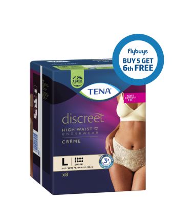 Tena Discreet High Waist Underwear Creme Super Large 8 Pack