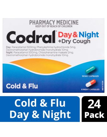 Codral Cold & Flu + Cough Day & Night 24 Capsules