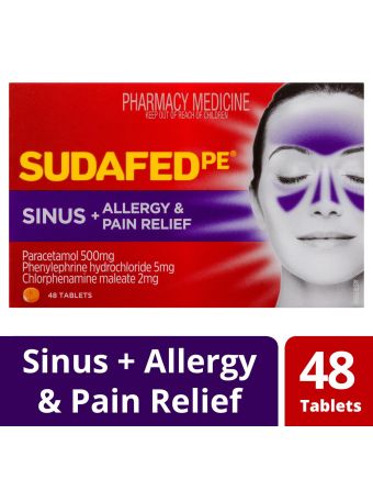 Sudafed PE Sinus + Allergy & Pain Relief 48 Tablets
