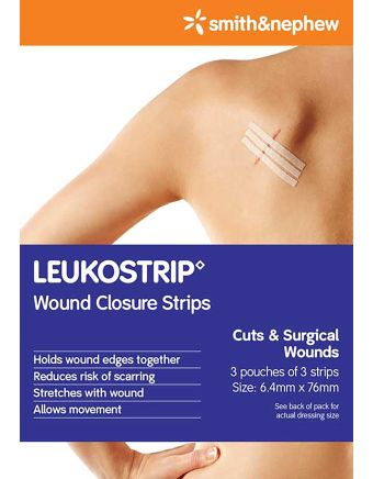 Leukostrip Wound Closure Strips 6.4 x 76mm 3 Pack
