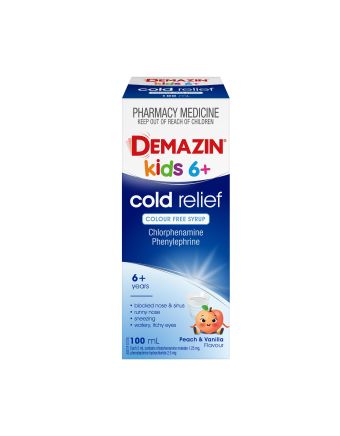 Demazin Kids 6+ Cold Relief Colour Free Syrup 100ml