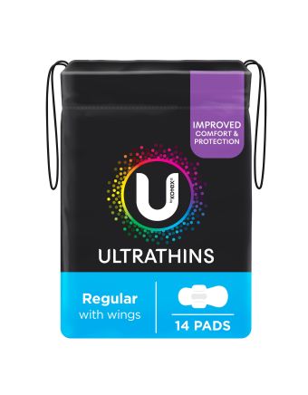 U By Kotex Regular Ultrathins Pads with Wings 14 Pack