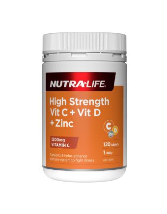 Nutra-Life High Strength Vit C + Vit D + Zinc 120 Tablets