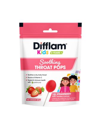 Difflam Kids Soothing Throat Pops Strawberry 10 Pack