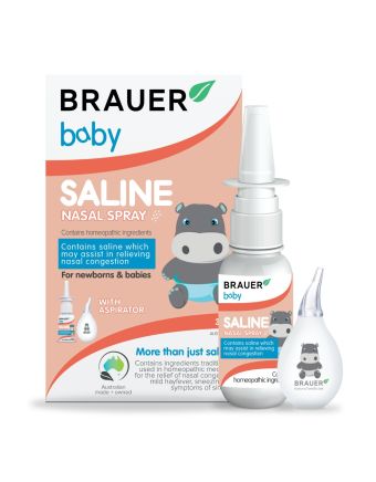 Brauer Baby Saline Nasal Spray With Aspirator 30mL